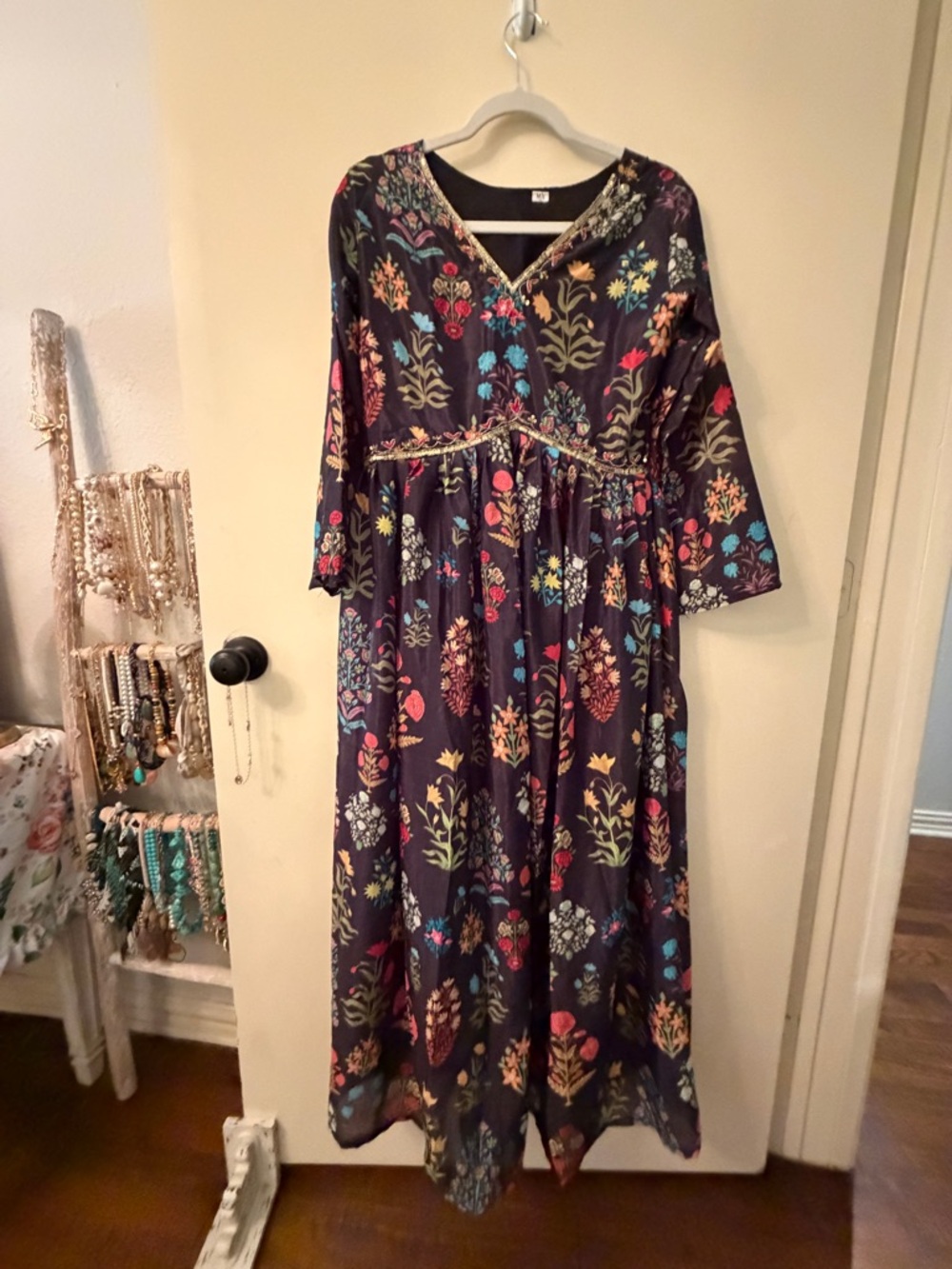 Black V-Neck Maxi top with Empire Waist